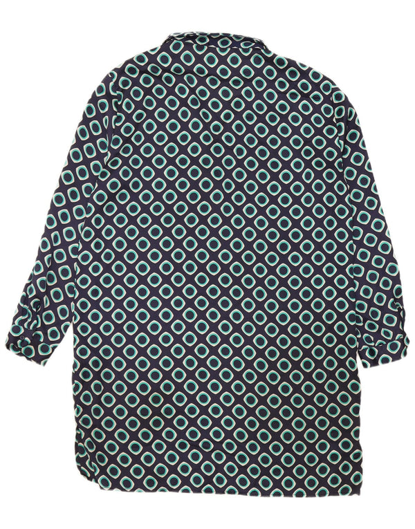 Zara Γυναικείο μακρυμάνικο φόρεμα Shift UK 16 Large Navy Blue Geometric