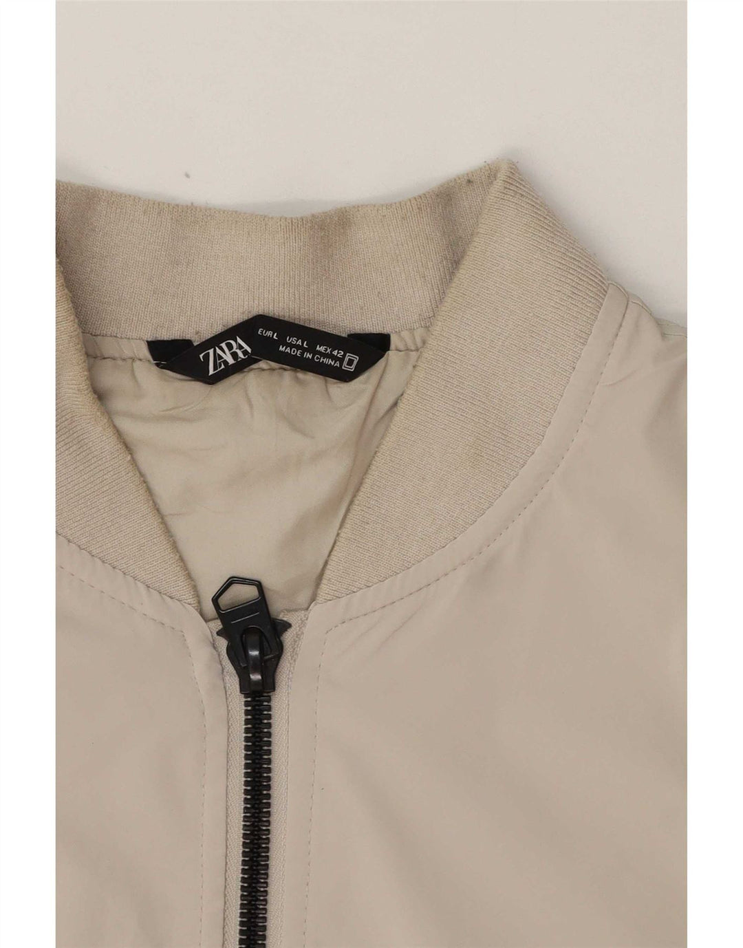 Zara Mens Bomber Jacket UK 40 Large Grey Polyethylene