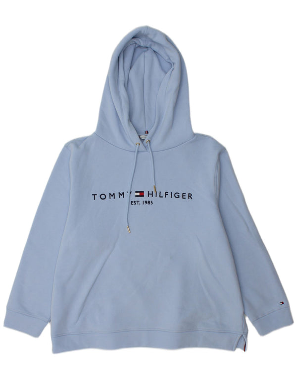 Tommy Hilfiger Γυναικείο γραφικό κουκούλα UK 22 3XL Μπλε βαμβακερό