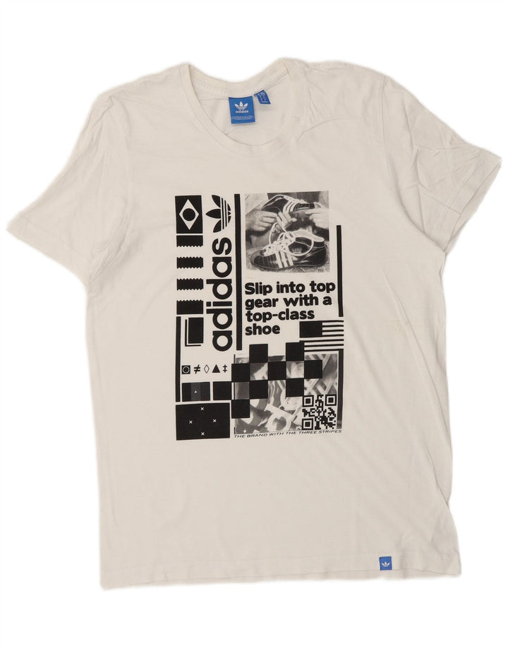 ADIDAS Mens Graphic T-Shirt Top Medium White