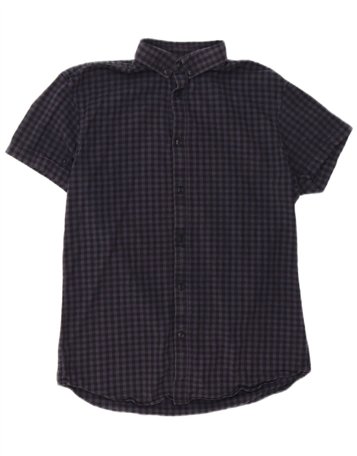 Jack & Jones Ανδρικό κοντομάνικο πουκάμισο με κανονική εφαρμογή Μικρό Navy Blue Gingham