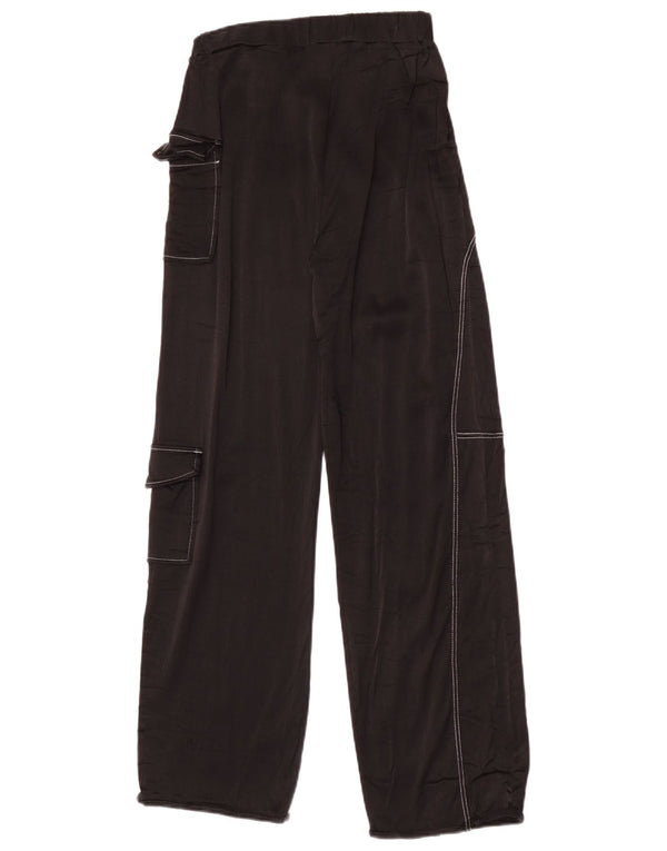 Zara Γυναικείο Φαρδύ Παντελόνι Cargo Μικρό W26 L27 Μαύρο βισκόζη