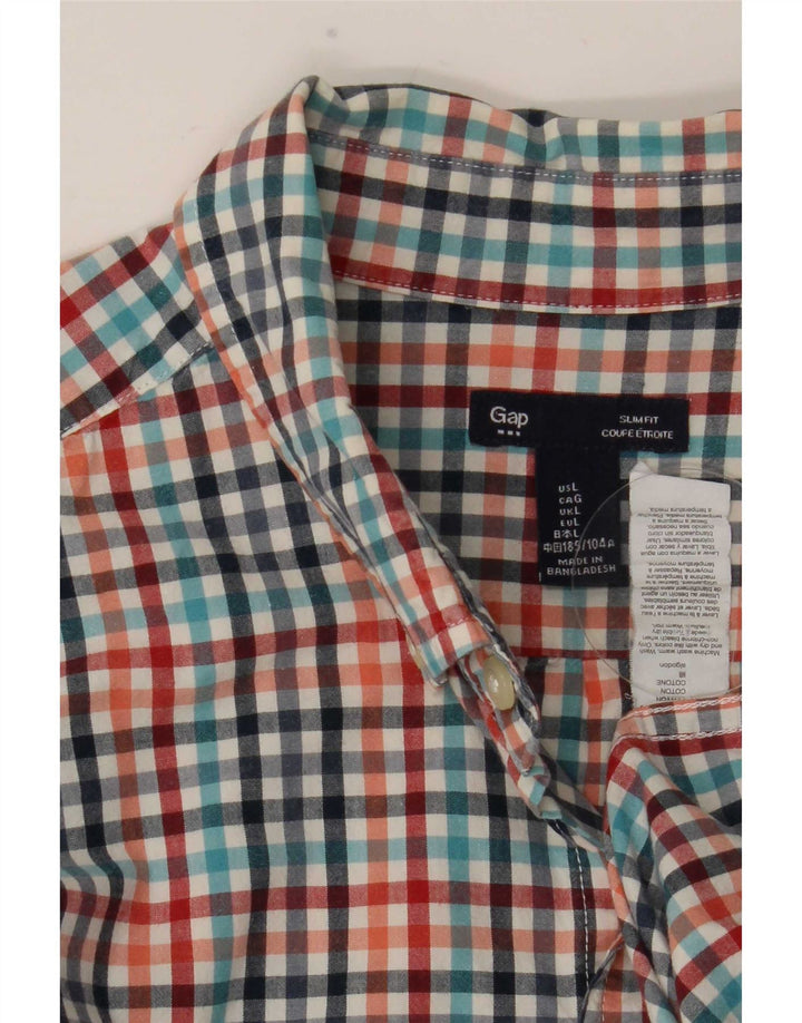 Ανδρικό πουκάμισο Gap Slim Fit Μεγάλο πολύχρωμο βαμβακερό Gingham