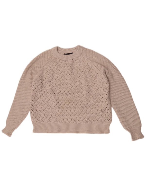 Marks & Spencer Γυναικείο πουλόβερ Crop Crew Neck Jumper UK 14 Medium Beige