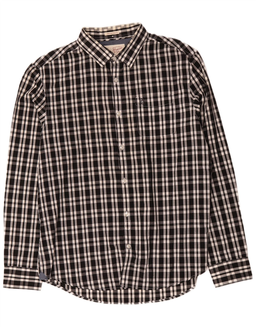 Ανδρικό Penguin Heritage Slim Fit πουκάμισο μεγάλο μαύρο βαμβακερό