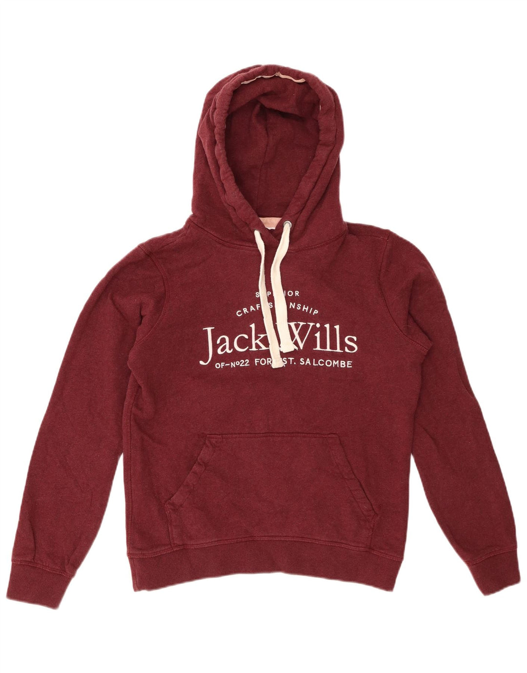 Jack Wills Γυναικείο Γραφικό Φούτερ με κουκούλα UK 8 Μικρό βαμβακερό μπορντό