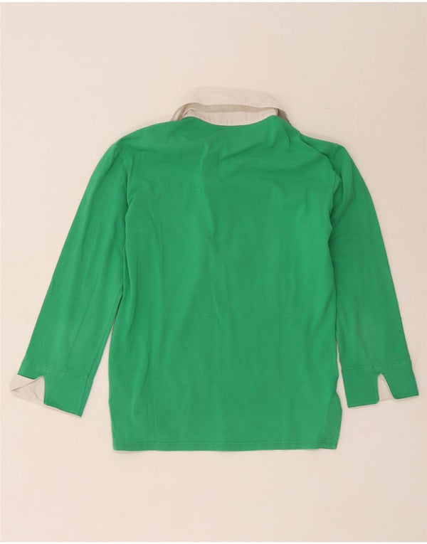 Fred Perry Womens 3/4 Sleeve Polo Shirt UK 14 Large Green Colourblock