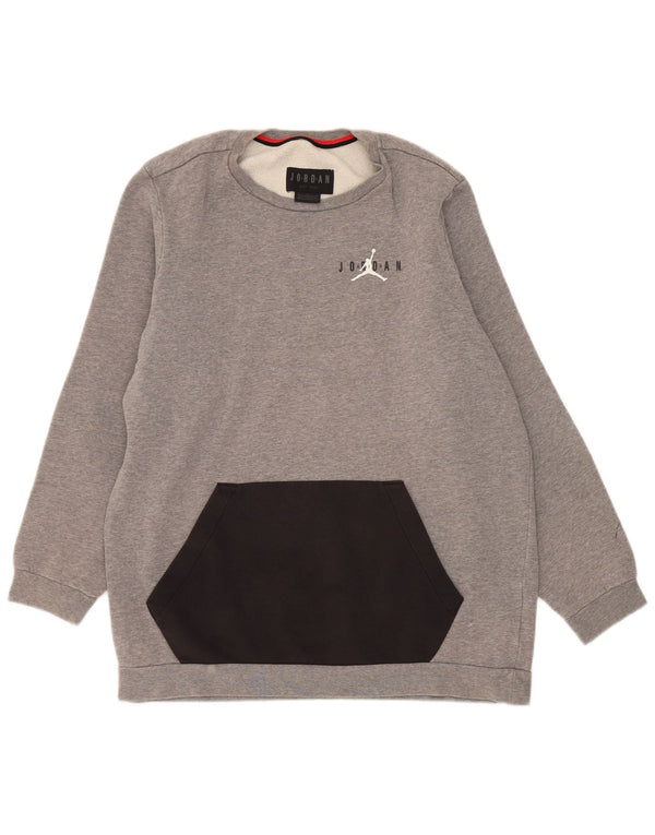 Ανδρικό γραφικό φούτερ Jordan Jumper σε μεγάλο γκρι χρώμα, βαμβακερό