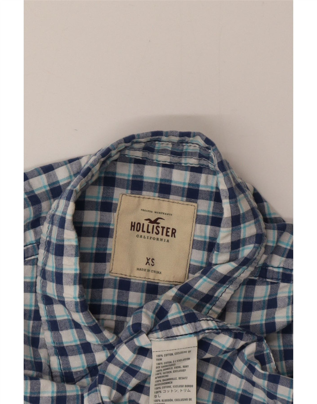 Γυναικείο πουκάμισο Hollister UK 6 XS Blue Gingham Cotton