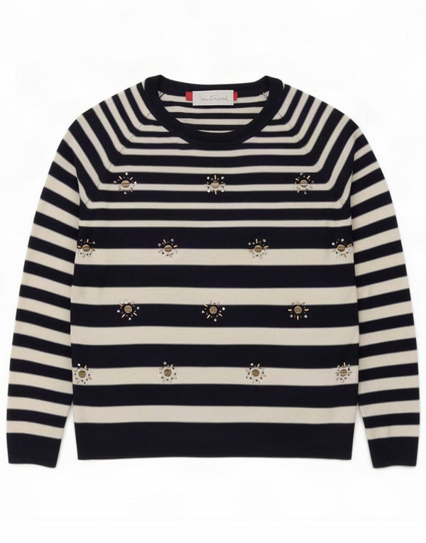 Intrend Γυναικείο πουλόβερ με λαιμό σκάφος UK 14 Medium Navy Blue ριγέ