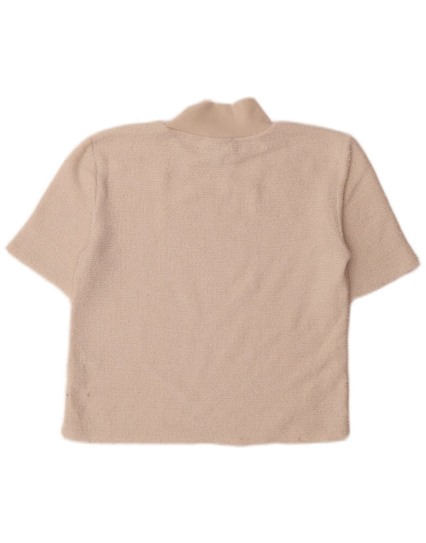 Zara Γυναικείο T-Shirt Top UK 12 Medium Off White Polyester