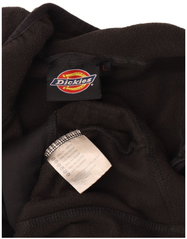 Dickies Mens Zip Neck Fleece Jumper Large Black Polyester