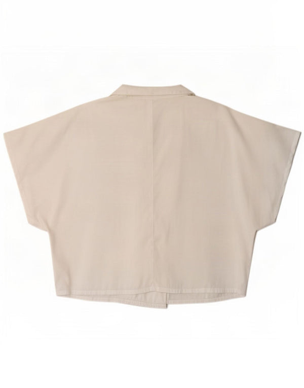 Vintage γυναικείο Military Crop Μπλούζα με κοντό μανίκι IT 46 Large White