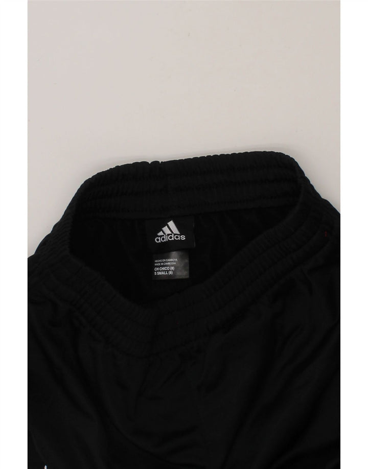 ADIDAS Boys Graphic Tracksuit Trousers 7-8 Years Small Black Polyester Vintage Adidas and Second-Hand Adidas from Messina Hembry 