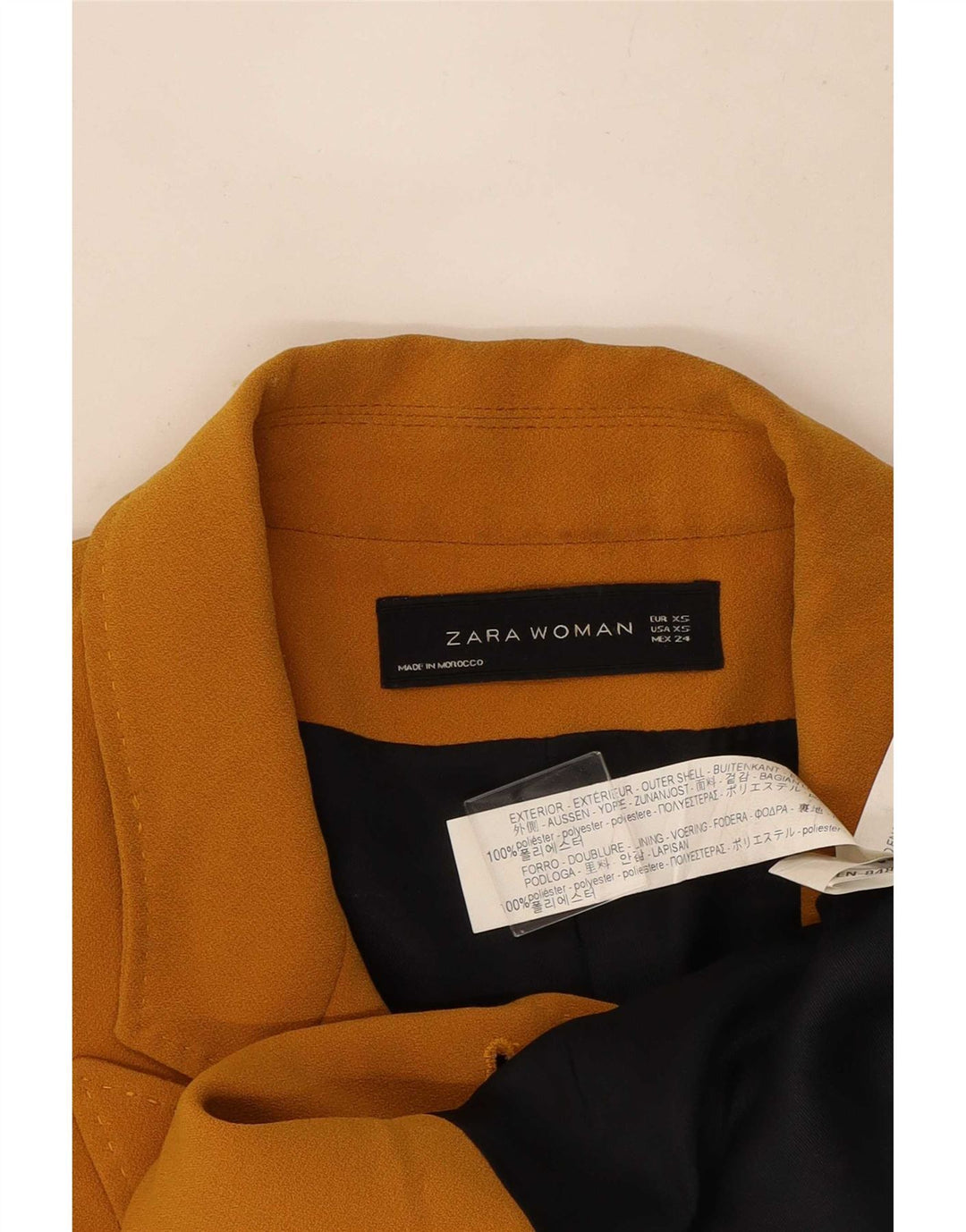 Zara Γυναικείο Παλτό με διπλό στήθος UK 6 XS κίτρινο πολυεστέρα