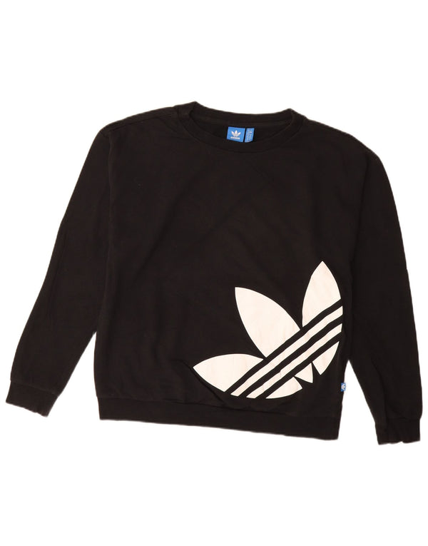 Γυναικείο γραφικό φούτερ ADIDAS Jumper UK 12 μεσαίο μαύρο βαμβακερό