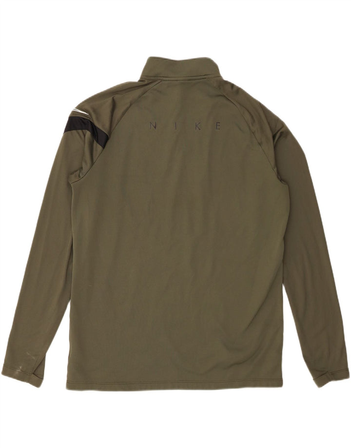 Ανδρική φόρμα πουλόβερ με φερμουάρ Nike Dri Fit Top μεγάλο χακί πολυεστέρας