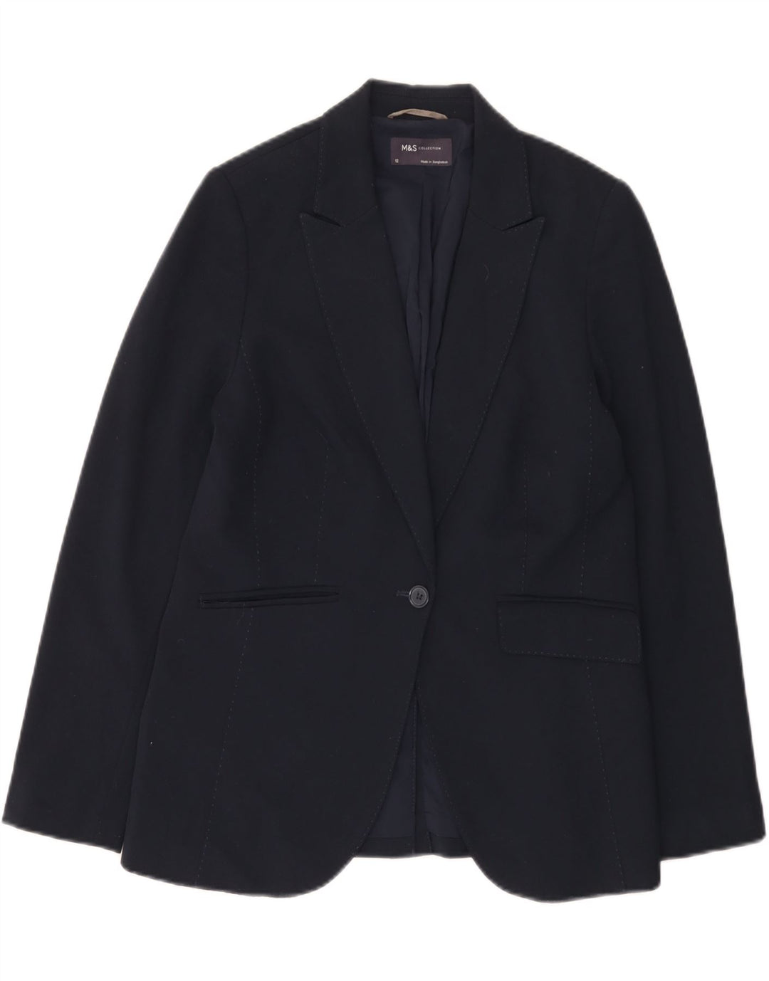 Marks & Spencer Γυναικείο Μπουφάν Blazer 1 Κουμπιού UK 12 Medium Navy Blue