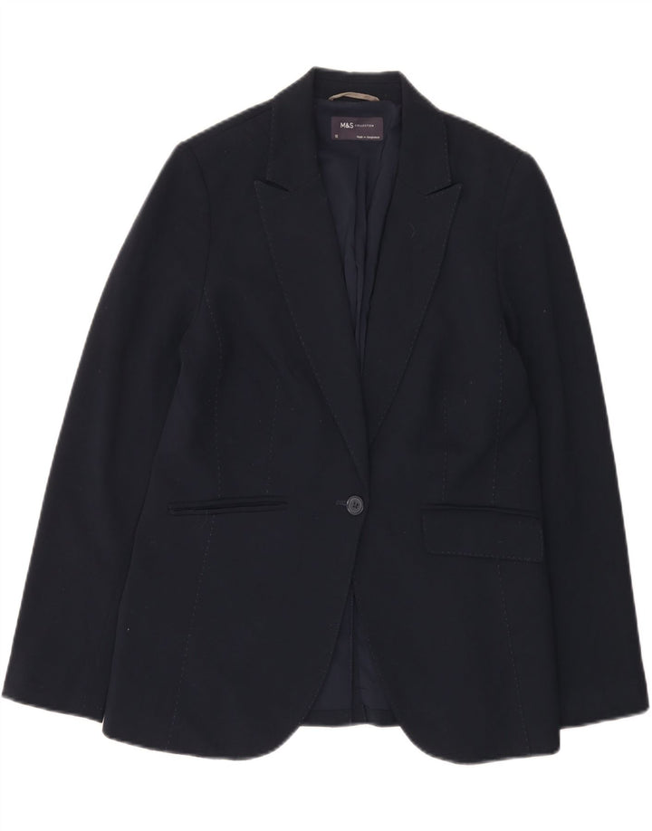 Marks & Spencer Γυναικείο Μπουφάν Blazer 1 Κουμπιού UK 12 Medium Navy Blue
