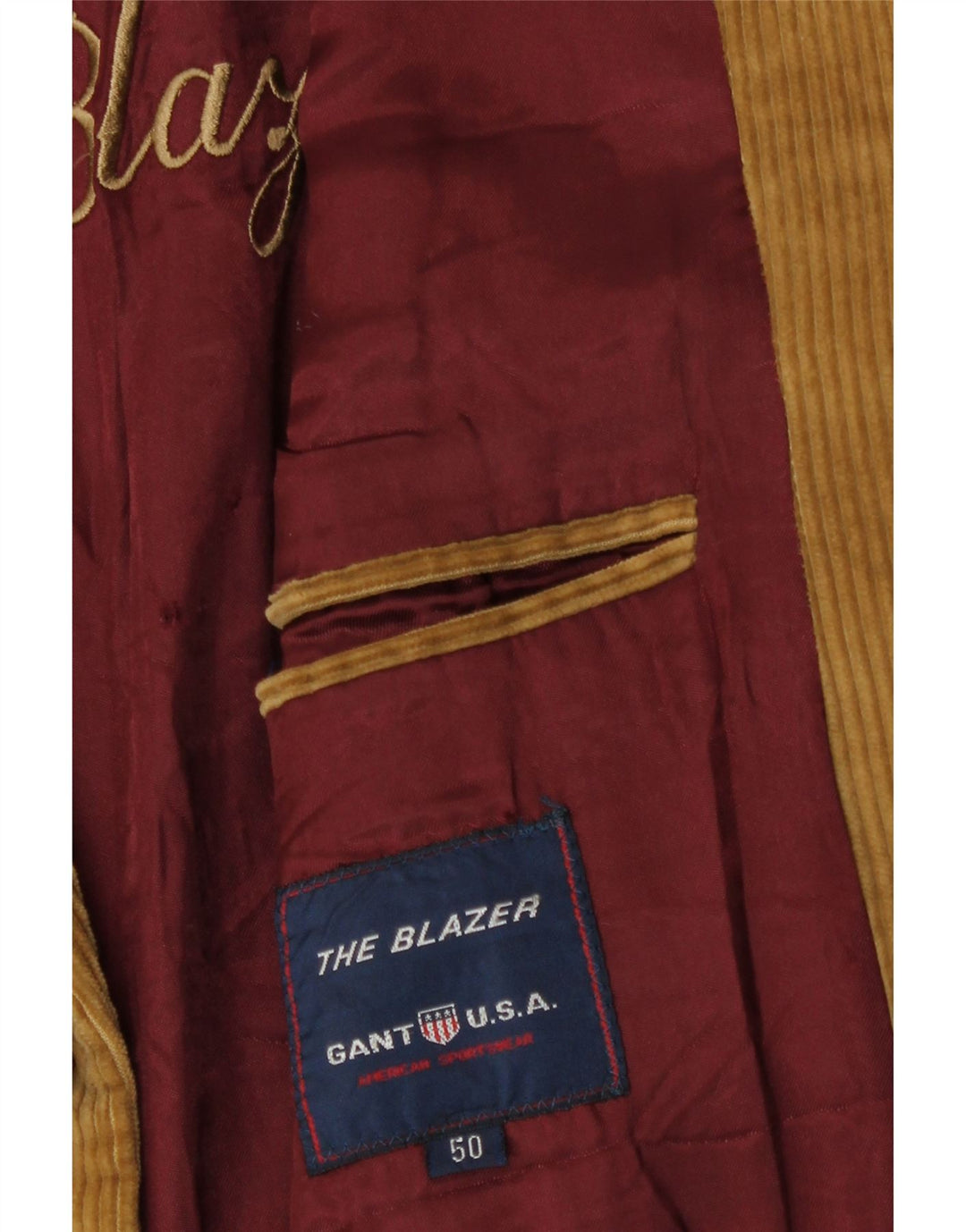 Gant Ανδρικό τζάκετ με 3 κουμπιά κοτλέ μπλέιζερ IT 50 μεγάλο μπεζ βαμβακερό