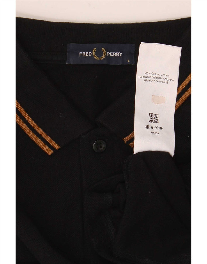 Fred Perry Ανδρικό Πόλο Μπλουζάκι μεγάλο μαύρο βαμβακερό