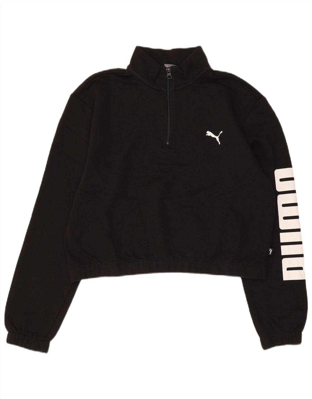 Γυναικείο φούτερ Puma με φερμουάρ με λαιμόκοψη Jumper UK 16 μεγάλο μαύρο βαμβακερό