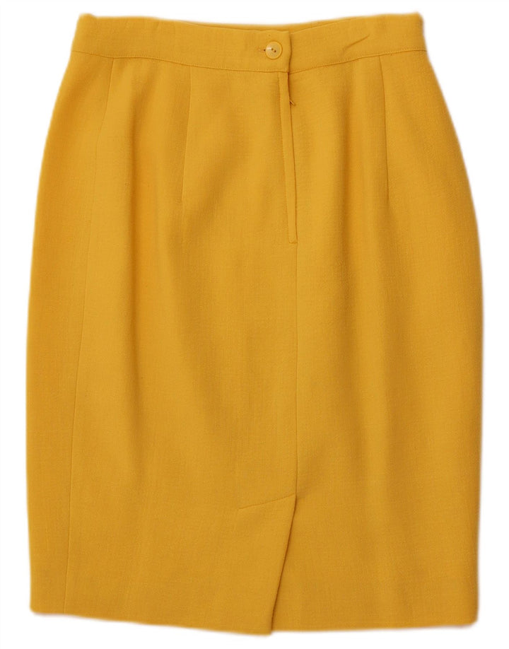 VINTAGE Γυναικείο Σετ Φούστας 2 τεμαχίων με 4 Κουμπιά IT 44 Medium W26 Κίτρινο μαλλί