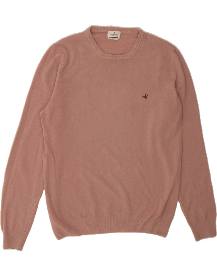 BROOKSFIELD Mens Crew Neck Jumper Sweater IT 52 Large Pink Vintage Brooksfield and Second-Hand Brooksfield from Messina Hembry 