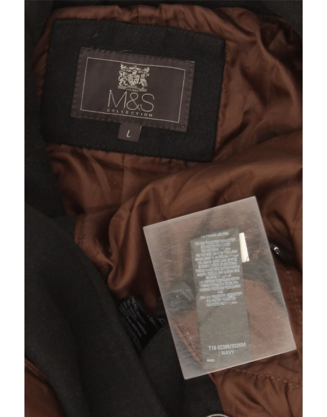 Marks & Spencer Ανδρικό παλτό μπιζελιού UK 40 Large Black Polyester