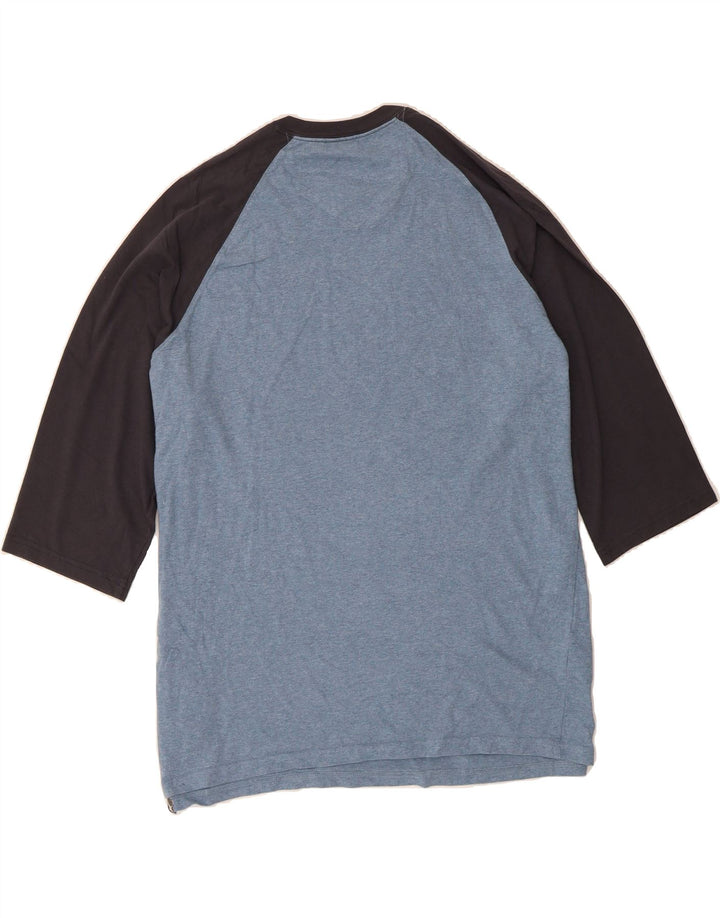 EDDIE BAUER Mens Top 3/4 Sleeve 2XL Blue Colourblock Cotton Vintage Eddie Bauer and Second-Hand Eddie Bauer from Messina Hembry 