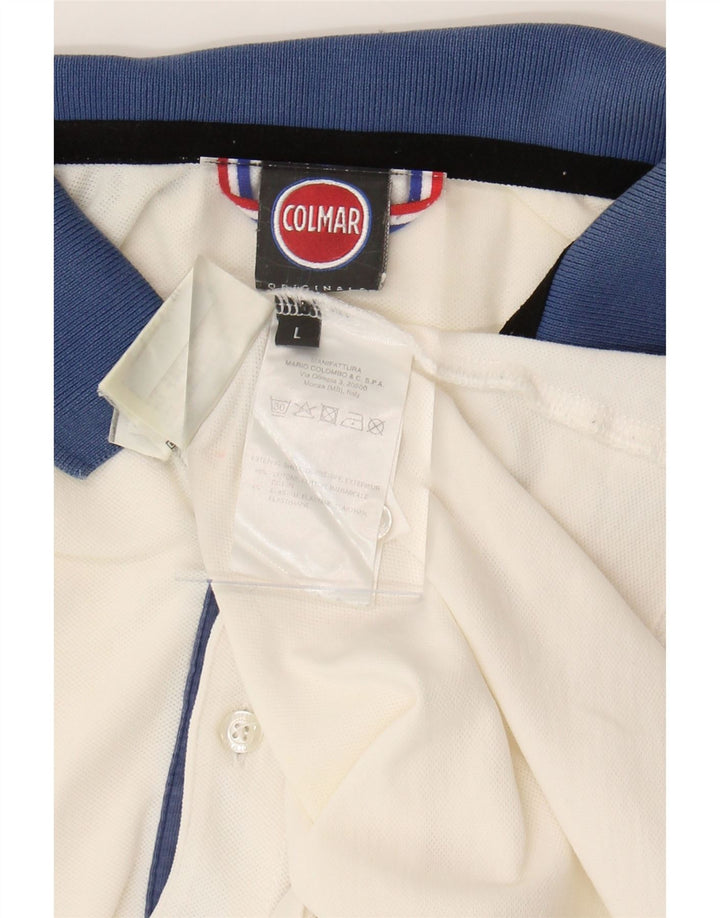 COLMAR Mens Polo Shirt Large White Cotton Vintage Colmar and Second-Hand Colmar from Messina Hembry 