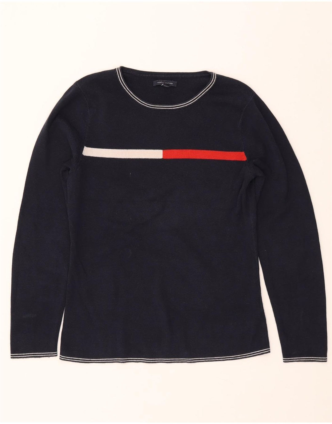 TOMMY HILFIGER Γυναικείο πουλόβερ με λαιμό σκακιέρα UK 14 Large Navy Blue
