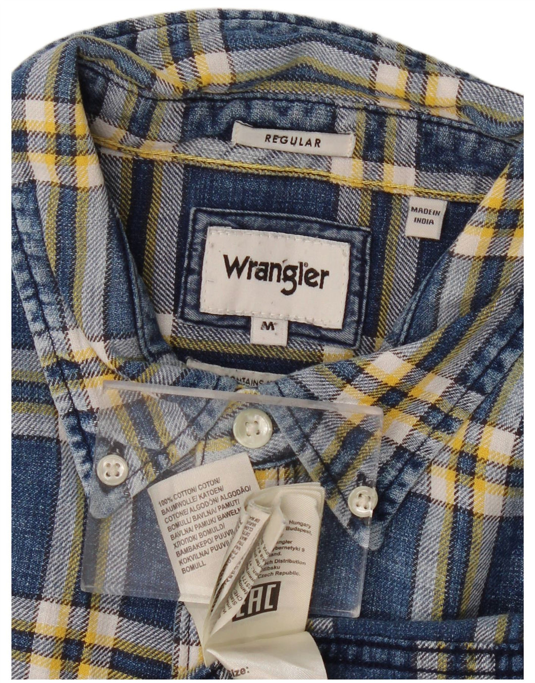 Ανδρικό φανελένιο πουκάμισο WRANGLER με κανονική εφαρμογή, μεσαίο μπλε ναυτικό, βαμβακερό