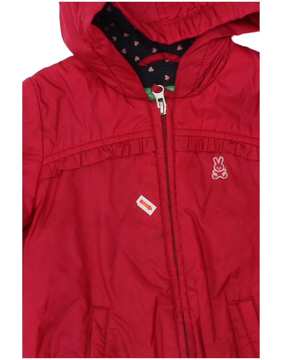 BENETTON Girls Hooded Windbreaker Jacket 3-4 Years Red