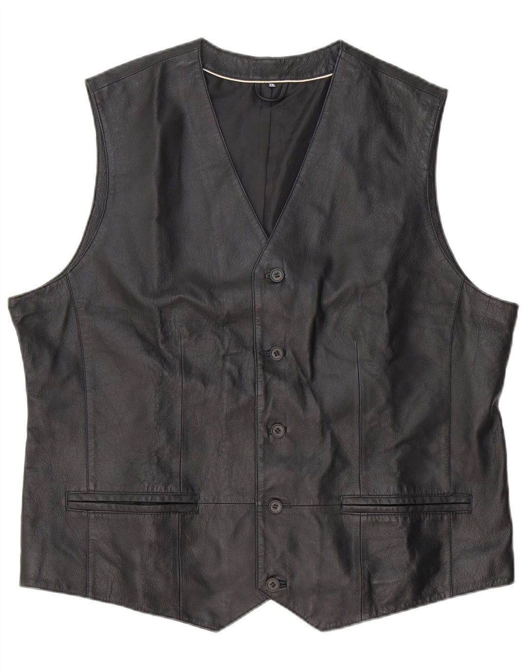 C&A Mens Canda Δερμάτινο Γιλέκο 2XL Μαύρο Δερμάτινο