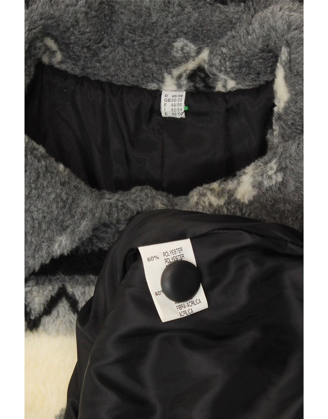 VINTAGE Γυναικείο παλτό Sherpa Windbreaker UK 20/22 2XL μπεζ ριγέ