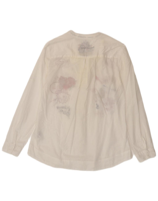 Desigual Γυναικεία γραφική μακρυμάνικη μπλούζα UK 14 Large White Floral