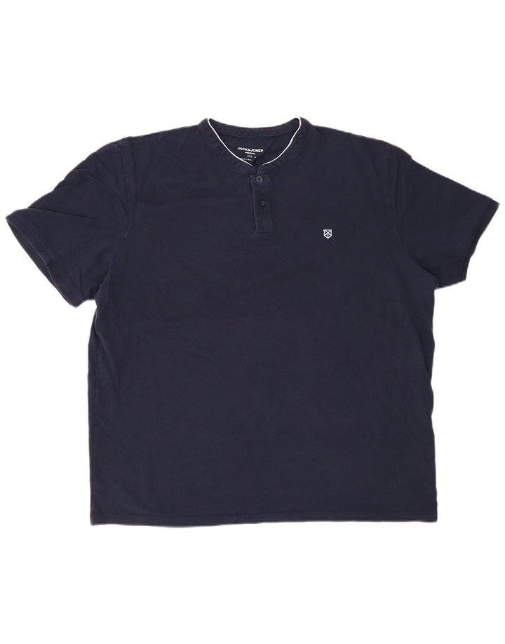 Ανδρικό μπλουζάκι πόλο JACK & JONES 2XL Navy Blue βαμβακερό