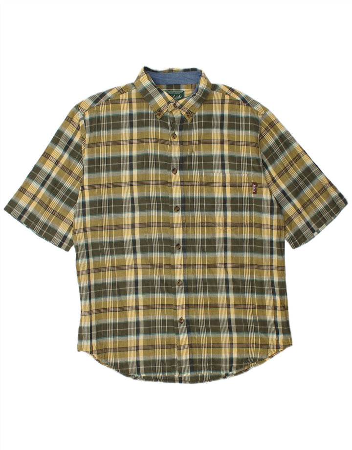 Ανδρικό κοντομάνικο πουκάμισο Woolrich, μεσαίο χακί βαμβακερό