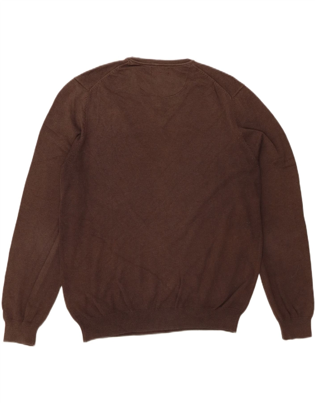 MASSIMO DUTTI Mens V-Neck Jumper Sweater Large Brown Cotton