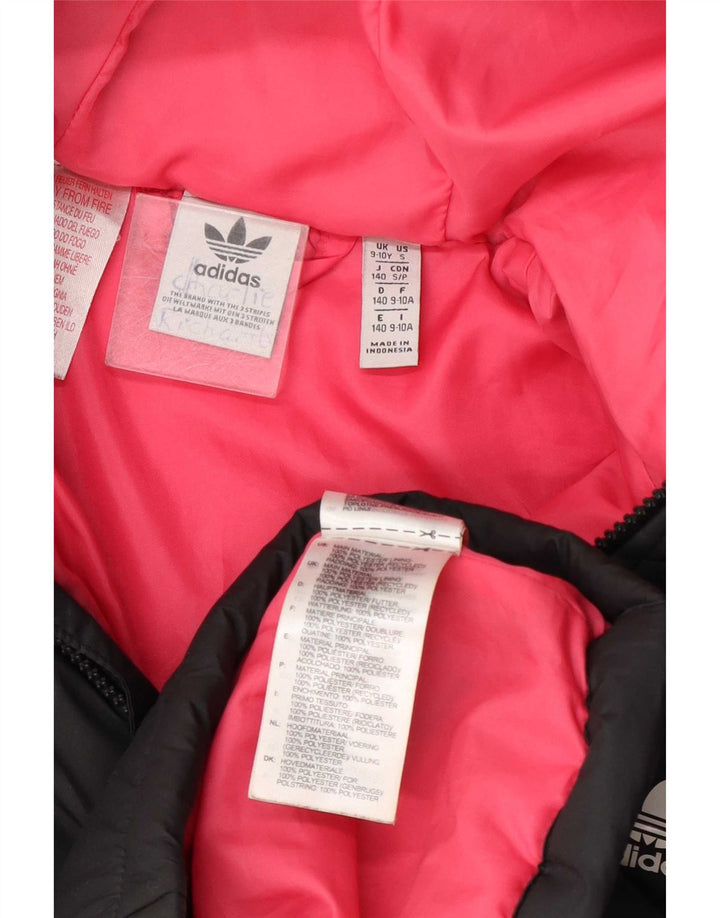 Adidas Girls Hooded Hooded Jacket 9-10 Years Grey Polyester