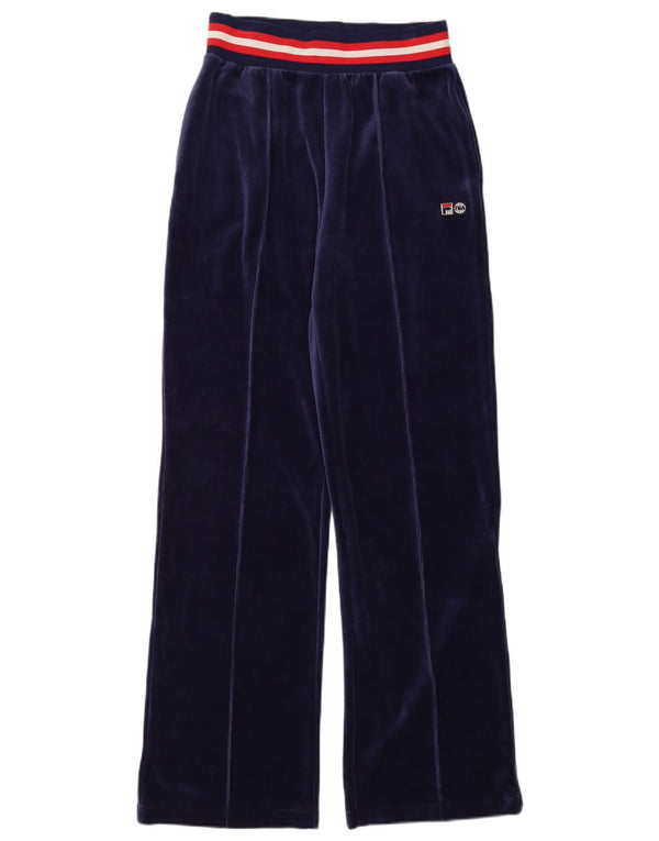 Fila γυναικεία φόρμα με φαρδιά πόδι Παντελόνι UK 12 Medium Navy Blue Colourblock