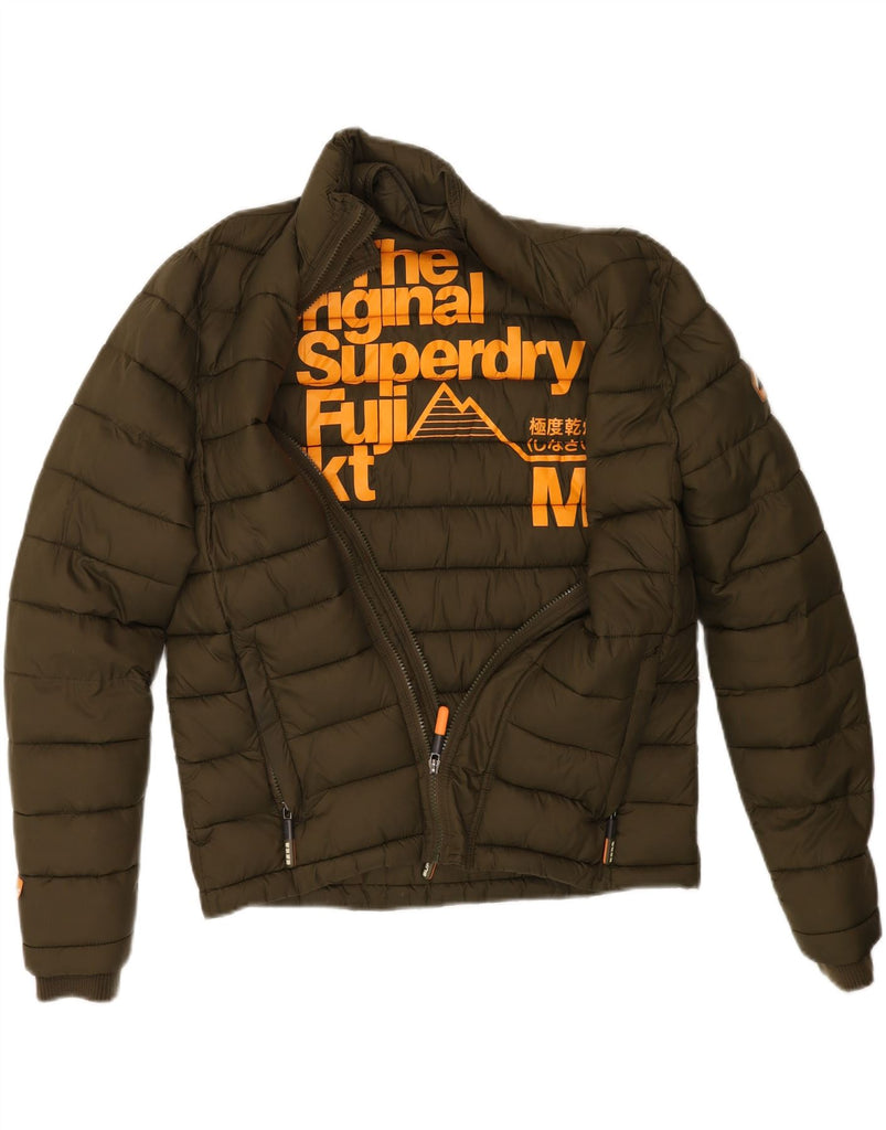 SUPERDRY Mens Padded Jacket UK 38 Medium Khaki Polyester Vintage Superdry and Second-Hand Superdry from Messina Hembry 