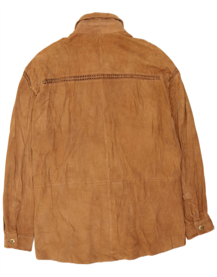 Vintage γυναικείο πουκάμισο Suede UK 14 Medium Beige Leather