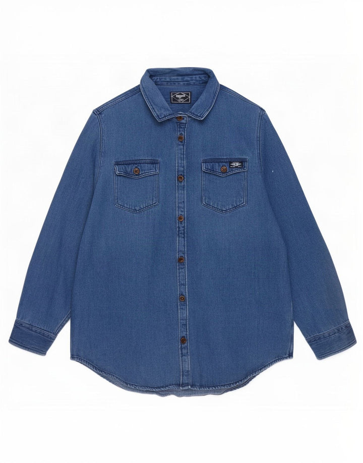 Superdry γυναικείο τζιν πουκάμισο UK 16 μεγάλο μπλε βαμβακερό