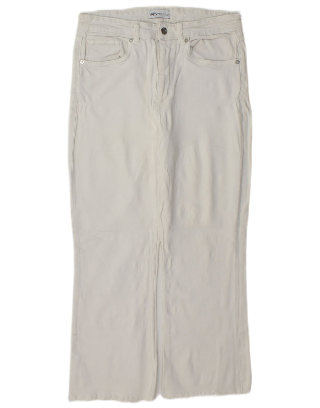 Zara Γυναικείο ίσιο κομμένο παντελόνι μεγάλο W32 L25 Λευκό