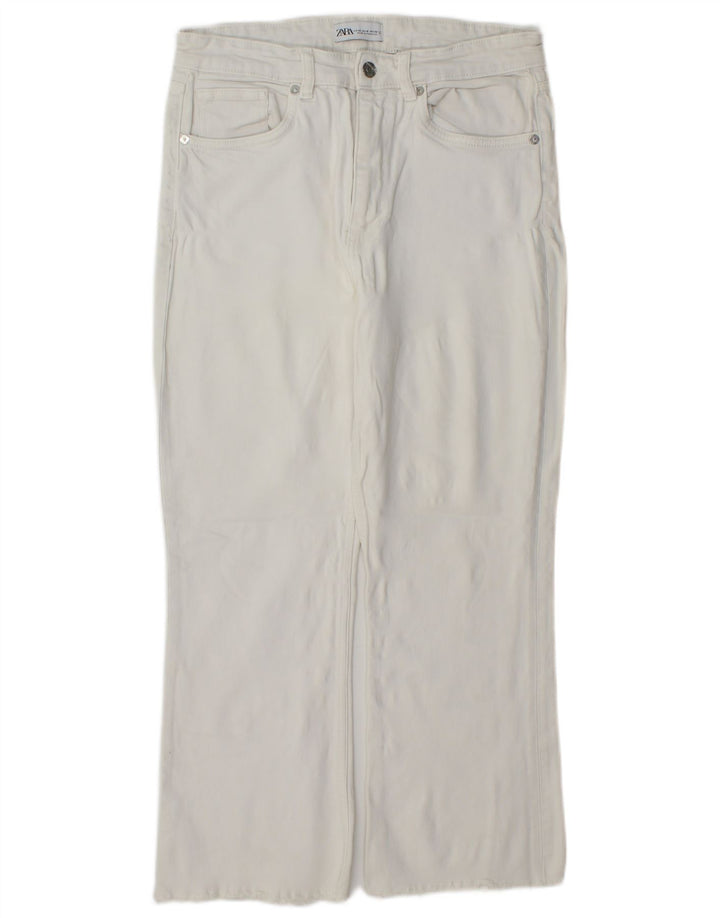 Zara Γυναικείο ίσιο κομμένο παντελόνι μεγάλο W32 L25 Λευκό