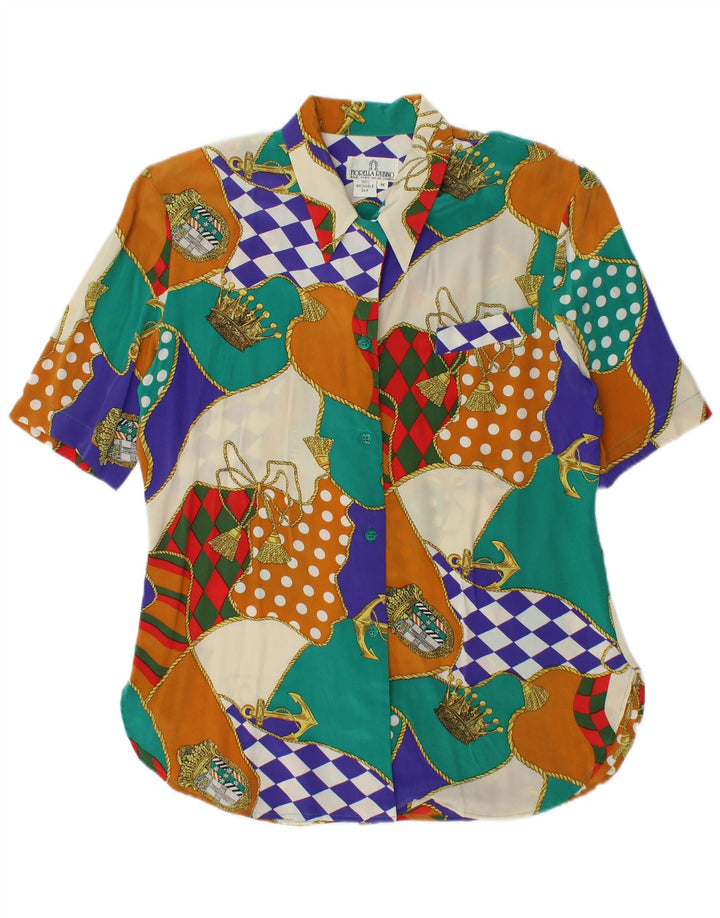 FIORELLA RUBINO Γυναικείο πουκάμισο μπλούζα UK 14 μεσαίο πολύχρωμο συνονθύλευμα