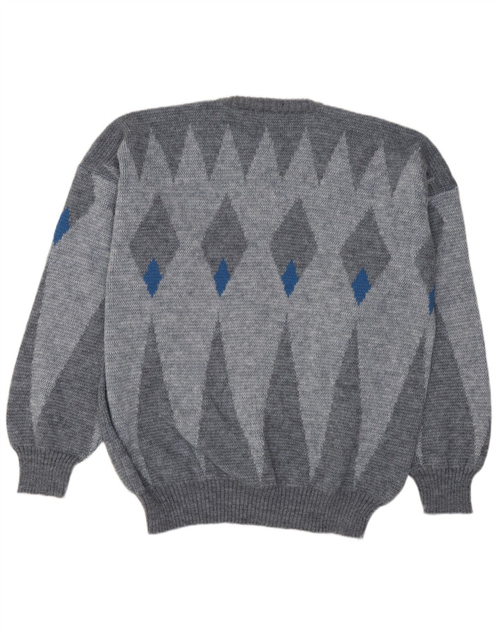 Ανδρικό πουλόβερ VOGUE Crew Neck Jumper Μεγάλο Γκρι Argyle/Diamond Wool