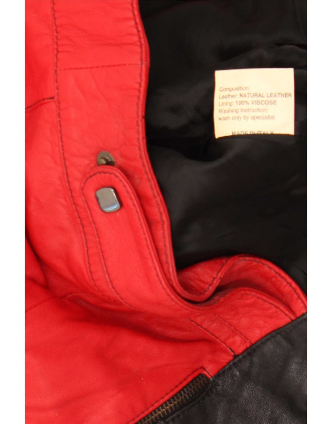 David 2 Γυναικείο Δερμάτινο Μπουφάν UK 14 Medium Red Colourblock Δερμάτινο